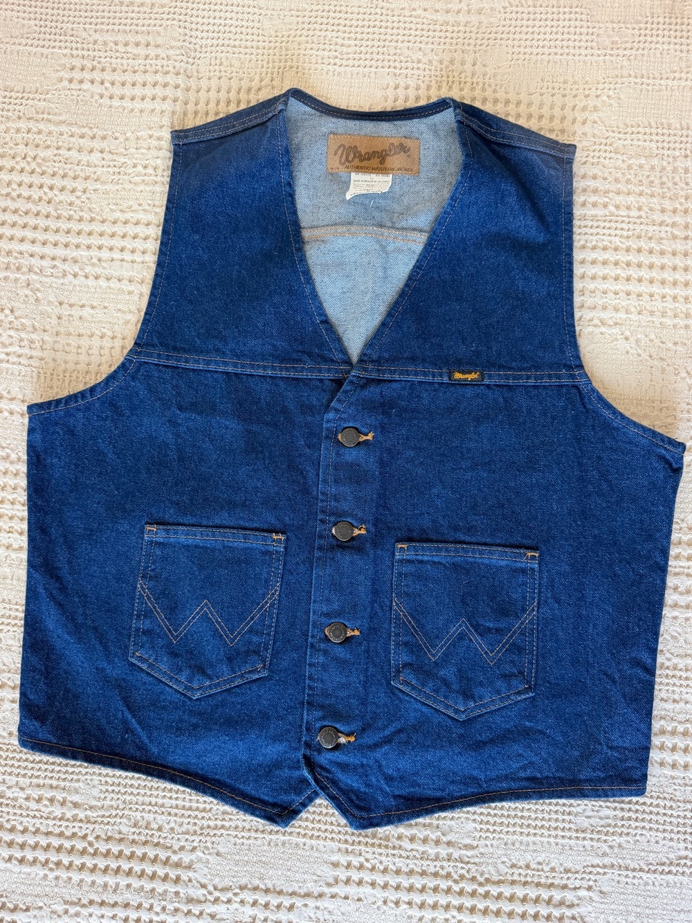 Wrangler Blue Denim Vest Ranch Style Americana